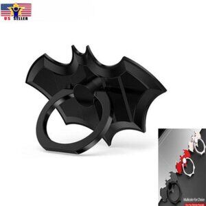 Universal Bat Metal Mobile Smart Phone Stand Ring Sticky Holder Finger - Black